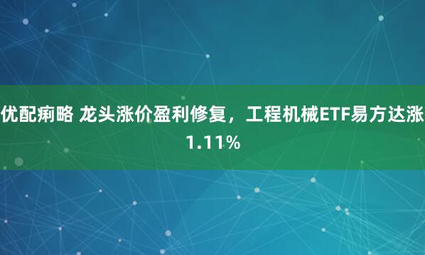 优配痢略 龙头涨价盈利修复，工程机械ETF易方达涨1.11%